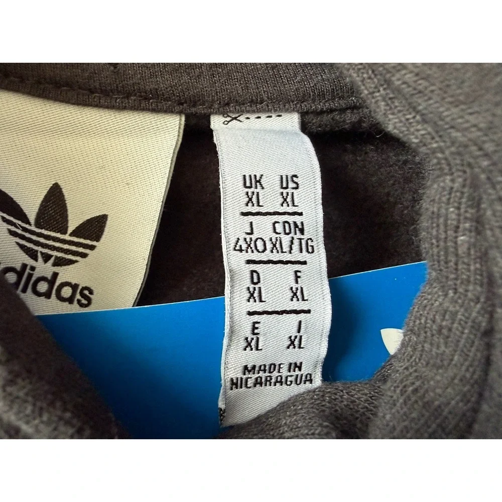 New Adidas Long Sleeve Pullover Hoodie Sweatshirt Linear Tref Logo Black XL JBHS